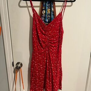 Red Floral Spaghetti Strap Dress